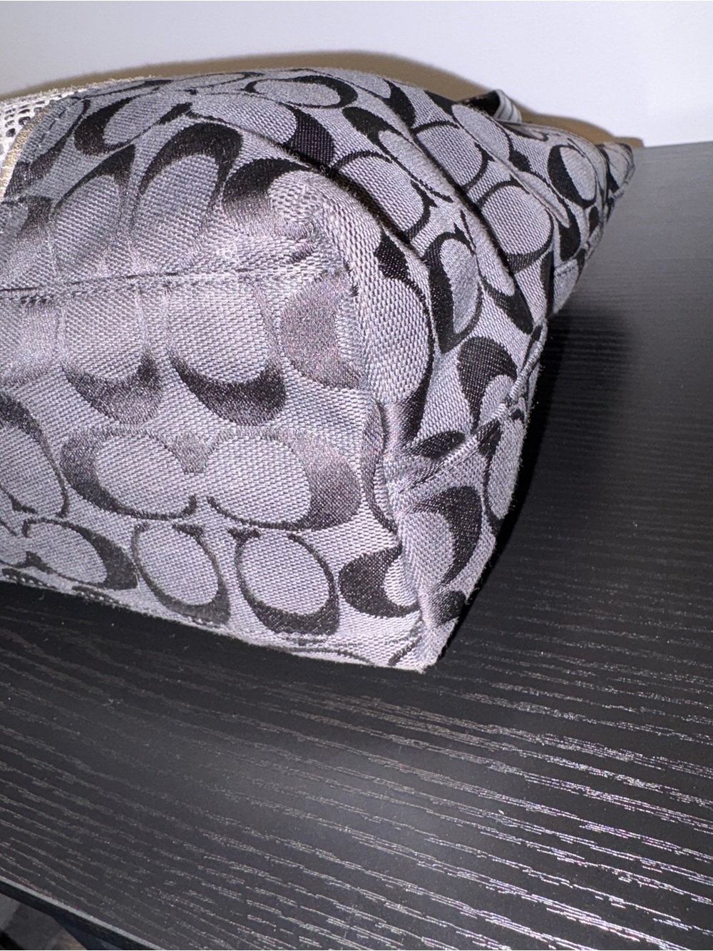 Coach F26706 Signature Gray Black Tote Shoulder Bag Snake Print Stripe - Picture 7 of 14